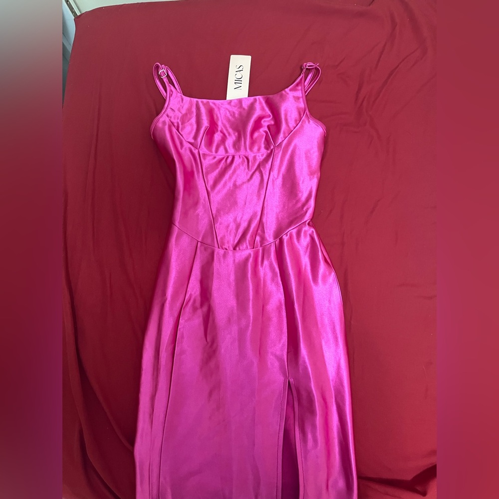 Corset shiny pink formal dress